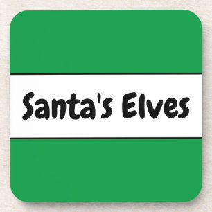 Dessous-de-verre PÈRE NOËL ELVES Bright Christmas Green White Strip