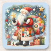 Dessous-de-verre Père Noël en patchwork matelassé avec des étoiles (Devant)