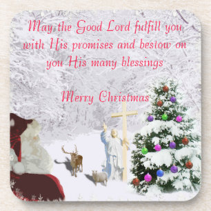 Dessous-de-verre Père Noël rencontre Jésus