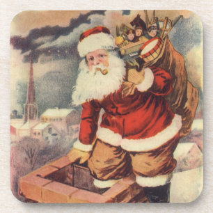 Dessous-de-verre Père Noël victorien de Noël vintage dans une chemi