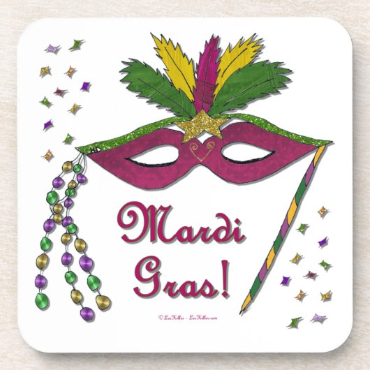 Dessous-de-verre Perles de plumes Mardi Gras (Devant)