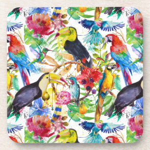 Dessous-de-verre Perroquets colorés d'aquarelle