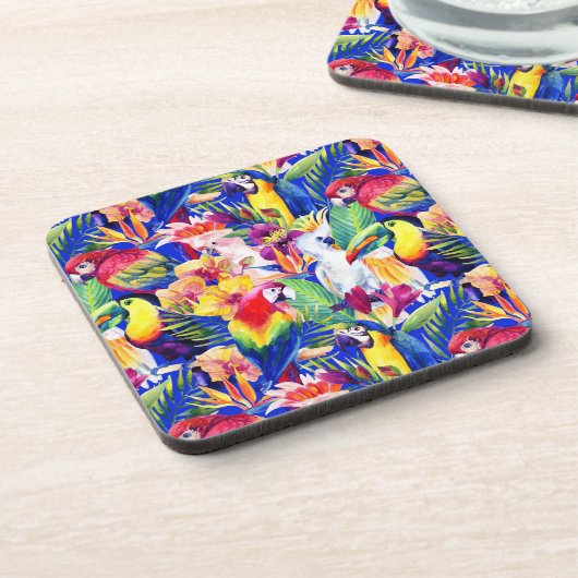Dessous-de-verre Perroquets d'aquarelle (Côté gauche)
