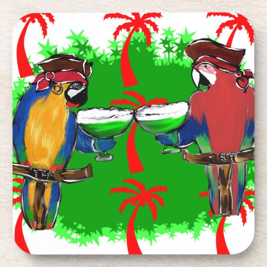 DESSOUS-DE-VERRE PERROQUETS DE PIRATES (Devant)