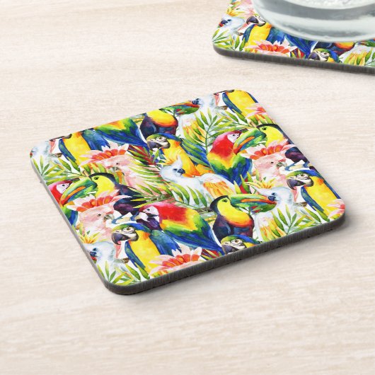 Dessous-de-verre Perroquets et palmettes (Côté gauche)