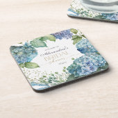 Dessous-de-verre Personalise Bridal Shower Blue Hydrangeas Welcome (Côté gauche)