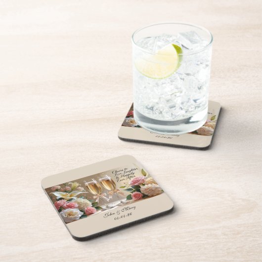 Dessous-de-verre Personalised Wedding Hard plastic coaster (Côté Droit)