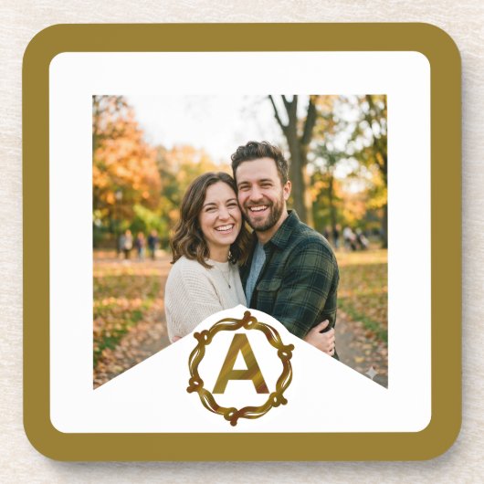 Dessous-de-verre Personalized Artisan Monogram A | Wood Frame (Devant)