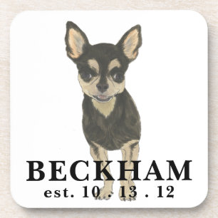 Dessous-de-verre Personalized Black and Tan Short Haired Chihuahua
