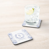 Dessous-de-verre Personalized Classic Blue Flowers Floral Pattern (Côté Droit)