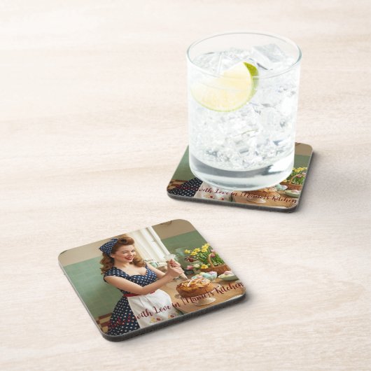 Dessous-de-verre Personalized Easter Pin-Up Kitchen Drink Coaster (Côté Droit)
