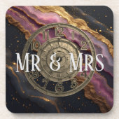 Dessous-de-verre Personalized Mr & Mrs Agate Pink Romantic Luxury (Devant)