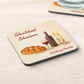 Dessous-de-verre Personalized Shabbat Shalom Watercolor Coaster (Côté gauche)