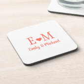 Dessous-de-verre Personalized Square Coaster with Initials and Hear (Côté gauche)
