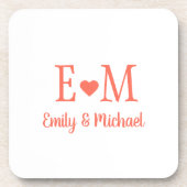 Dessous-de-verre Personalized Square Coaster with Initials and Hear (Devant)