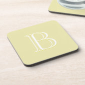 Dessous-de-verre Personnalisé Monogrammé Initiale Jaune Clair (Côté gauche)