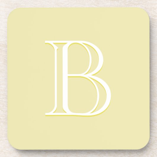 Dessous-de-verre Personnalisé Monogrammé Initiale Jaune Clair (Devant)