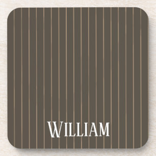 Dessous-de-verre Personnalised brown retro pinstripes