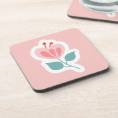 Dessous-de-verre Pétale de fleur rose pastel avec tige (Côté gauche)