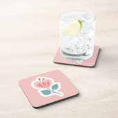 Dessous-de-verre Pétale de fleur rose pastel avec tige (Côté Droit)