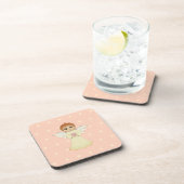 Dessous-de-verre Petit ange mignon sur Coral clair rose (Côté Droit)