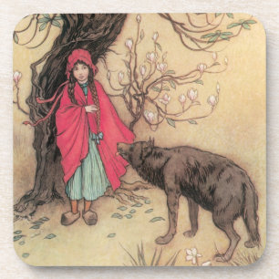 Dessous-de-verre Petit Chaperon Rouge vintage par Warwick Goble
