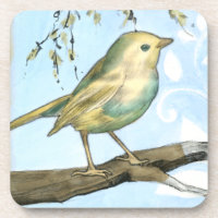 Petit oiseau jaune perché sur une branche Recherch