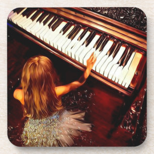 Dessous-de-verre Petite Fille Jouant Piano