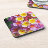 Dessous-de-verre Petites fleurs tropicales roses et violettes jaune (Côté gauche)