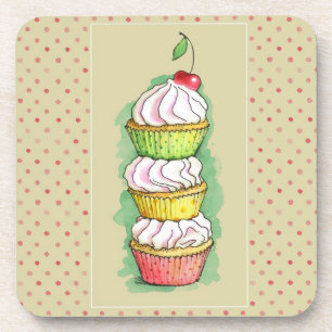 Dessous-de-verre Petits gâteaux d'aquarelle. Illustration de