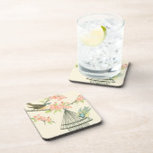 Dessous-de-verre Petits oiseaux perchés sur une branche et sur une (Côté Droit)