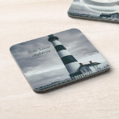 Dessous-de-verre Phare de Bodie Island noir et blanc (Côté gauche)