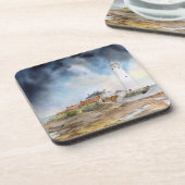 Dessous-de-verre Phare de St Mary Aquarelle de Whitley Bay (Côté gauche)