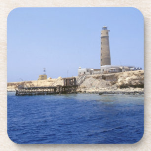 Dessous-de-verre Phare sur les îles Brother, mer Rouge, Égypte