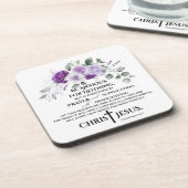 Dessous-de-verre Philippiens 4:6-7 Écriture Fleurs violettes pourpr (Côté gauche)