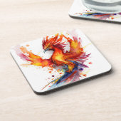 Dessous-de-verre Phoenix en Flames Aquarelle Design (Côté gauche)