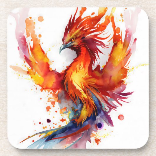 Dessous-de-verre Phoenix en Flames Aquarelle Design (Devant)