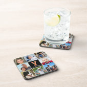 Dessous-de-verre Photo Collage Family Monogrammed Orange Black (Côté Droit)