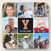 Dessous-de-verre Photo Collage Family Monogrammed Orange Black (Devant)