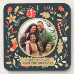 Dessous-de-verre Photo de famille botanique de Noël Vintage<br><div class="desc">Photo de famille botanique de Noël Vintage</div>