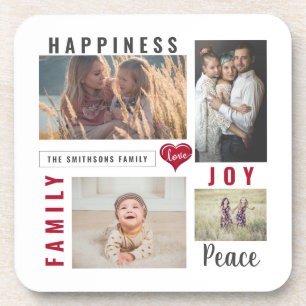 Dessous-de-verre Photo personnalisée Collage Amour Joie Famille