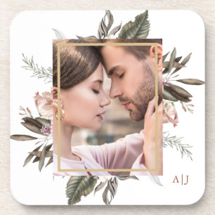 Dessous-de-verre Photo simple encadrée Botanique avec Monogramme