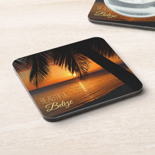 Dessous-de-verre Photographie du coucher de soleil sur un palmier t (Côté gauche)