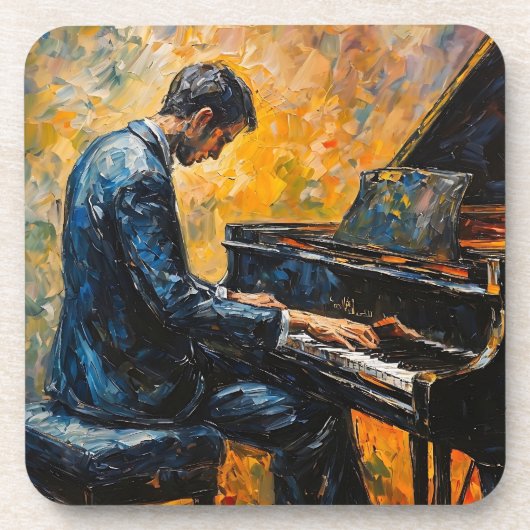 Dessous-de-verre Piano Player - Peinture à l'huile (Devant)