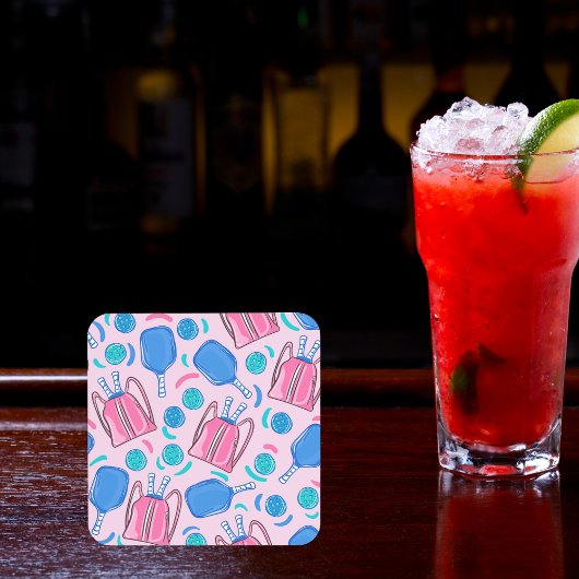 Dessous-de-verre Pickleball Paddles et boules Pink Preppy