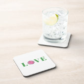 Dessous-de-verre Pickleball rose Preppy Love Beverage Coaster (Côté Droit)