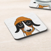 Dessous-de-verre Piebald Dachshund mignon Hipster Chien (Côté gauche)