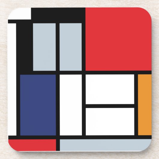 Dessous-de-verre Piet Mondrian - Composition avec grand plan rouge (Devant)