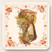 Dessous-de-verre Pilgrim Girl Thanksgiving (Devant)