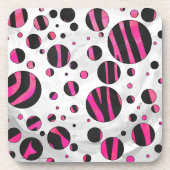 Dessous-de-verre Piloka Dot Zebra noir et rose chaud (Devant)